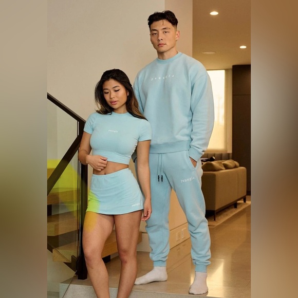 YoungLA Light Baby Blue Cropped Baby Tee and Matching Skort Set- LIKE NEW - Picture 2 of 12